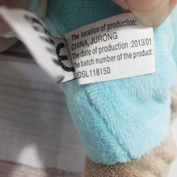 Unipak Baby Elephant 8" Plush Stuffed Animal Bell Rattle Blue Green Moon Stars - Picture 5 of 6